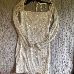 Size XS Lucy in the Sky white sequin trendy homecoming dress